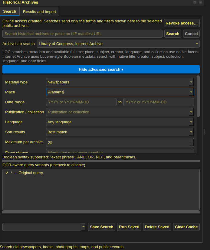 Historical Archives plugin with collection metadata.