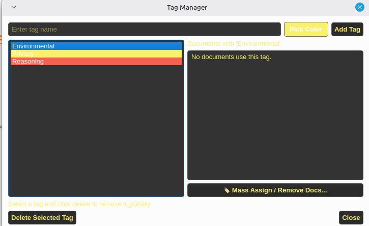The tag manager in Papyrus