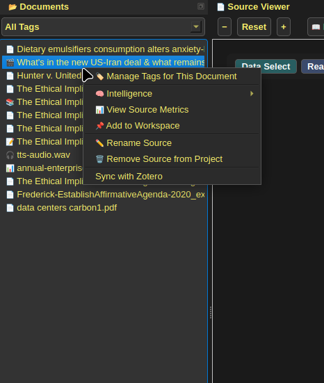 The context-menu in doc explorer in Papyrus